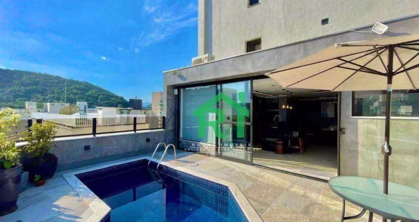 Cobertura à beira mar com 3 quartos (3 suítes), 2 vagas, lazer, Pitangueiras, Guarujá/SP
