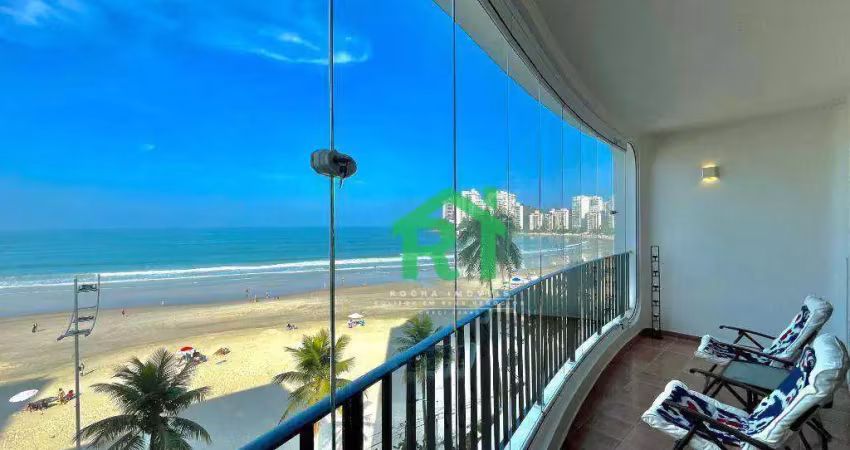 Apartamento frente mar, 3 dormitórios (1 suíte), 1 vaga, jardim astúrias, guarujá/sp