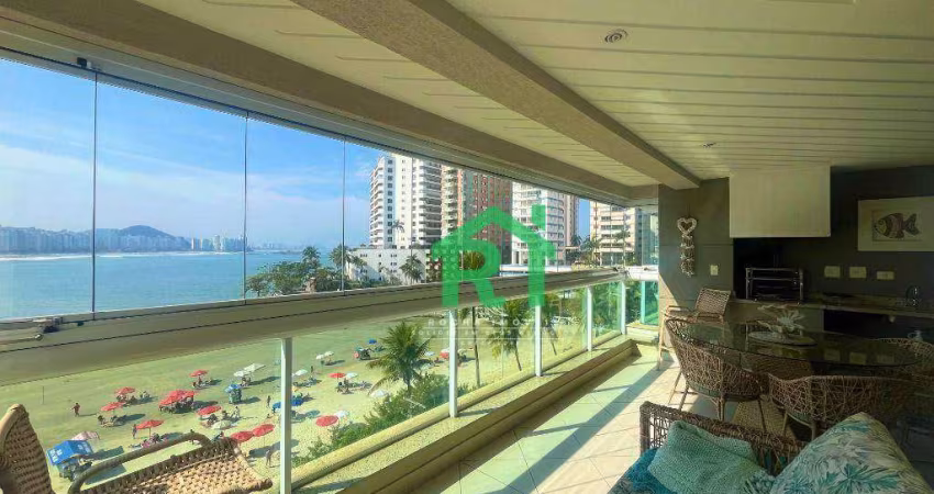 Apartamento à beira mar com 4 dormitórios (4 suítes), 2 vagas, lazer, Jardim Astúrias, Guarujá/SP