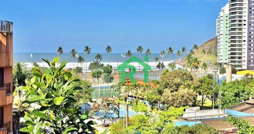 Cobertura beira mar, vista mar, 3 dormitórios (1 suíte), 1 vaga, lazer, Enseada, Guarujá/SP.
