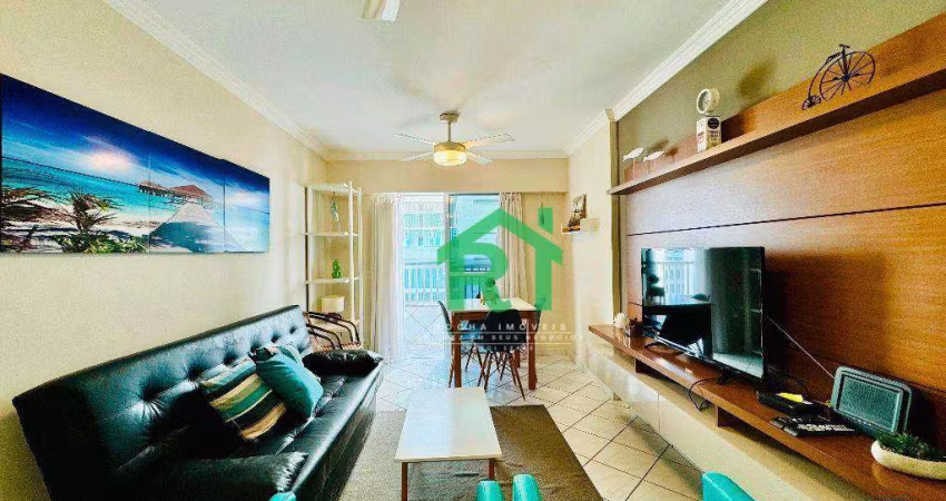 Apartamento vista para o mar, beira mar, com 2 dormitórios, 1 vaga de garagem, à venda, 75 m² por R$ 530.000 - Pitangueiras - Guarujá/SP