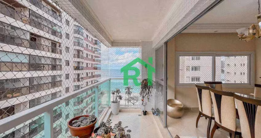 Apartamento à beira mar, 3 suítes, 2 vagas, área de lazer, jardim astúrias, guarujá/sp