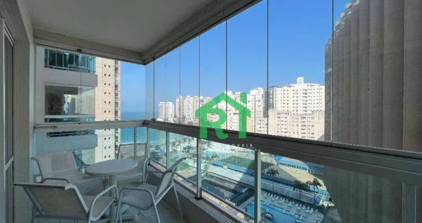 Apartamento vista-mar 2 quartos (1 suíte). venda, 78m² r$850.000 - jardim astúrias - guarujá/sp
