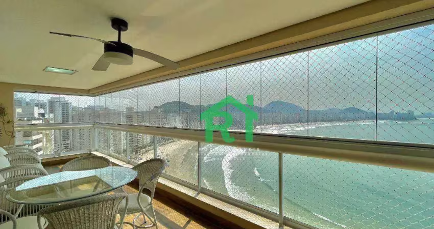 Apartamento frente mar, 3 dormitórios (1 suíte), 2 vagas, área de lazer, jardim astúrias, guarujá/sp