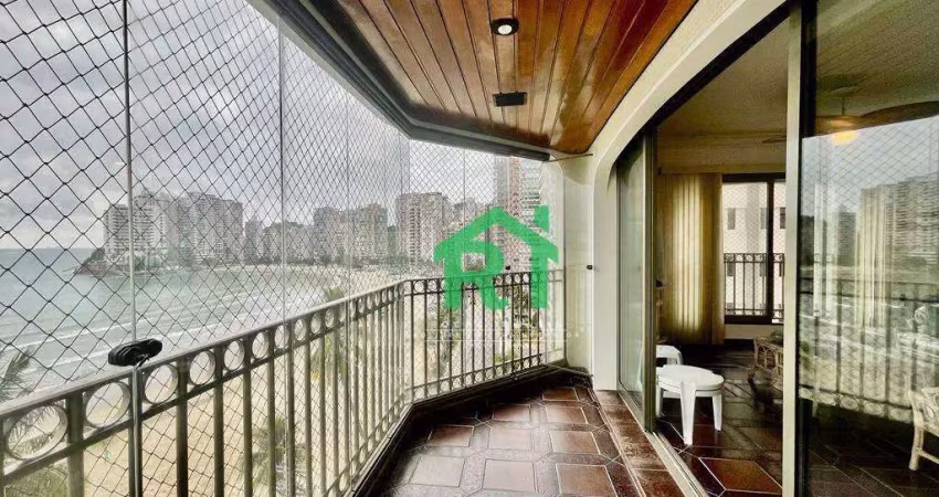 Apartamento frente mar, 4 dormitórios (3 suítes), 2 vagas, lazer, jardim astúrias, guarujá/sp
