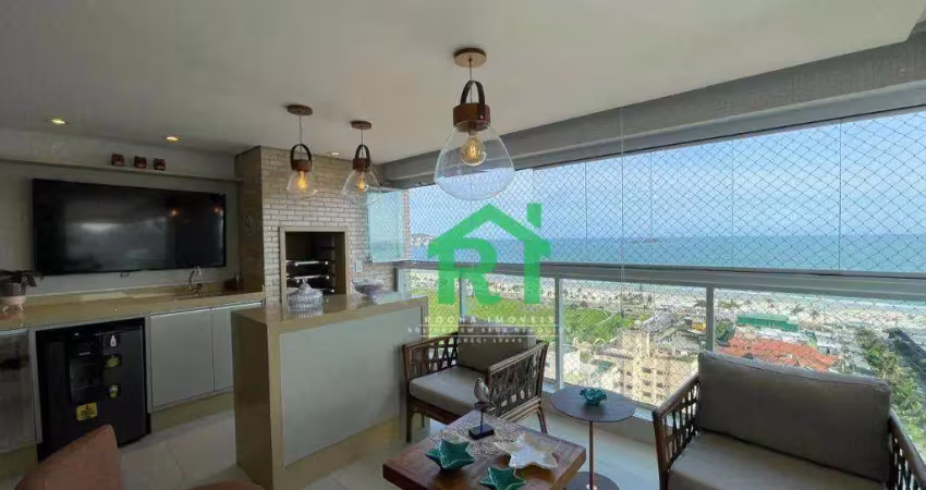 Apartamento à beira mar, 3 dormitórios (1 suíte), 2 vagas, área de lazer, enseada, guarujá/sp