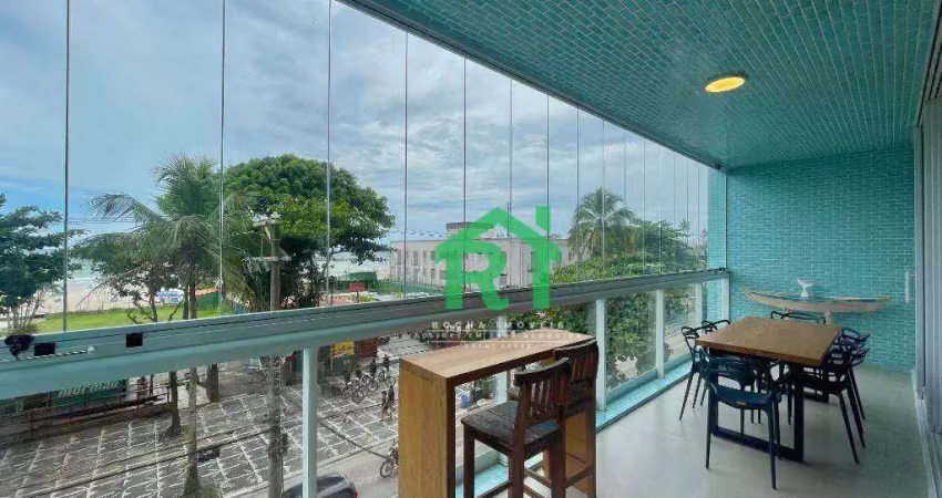Apartamento frente mar, 3 dormitórios (1 suíte),  - pitangueiras - guarujá/sp