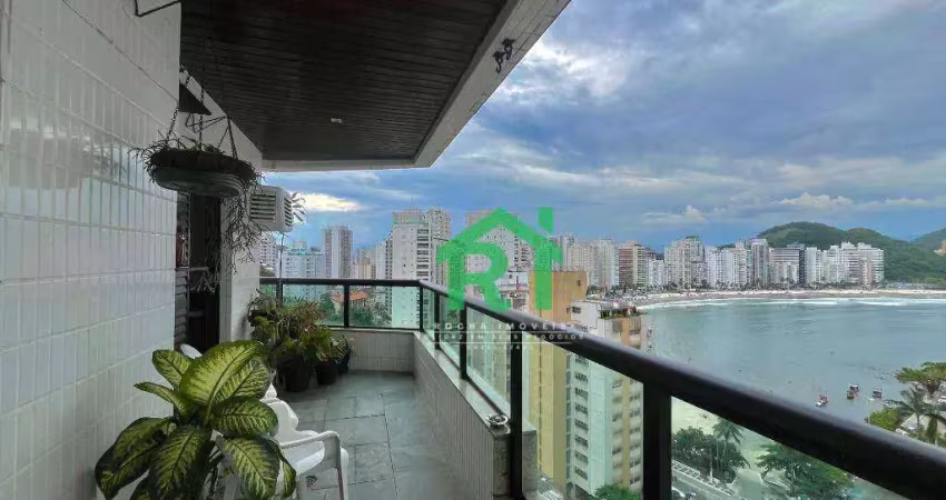 Apartamento à beira mar com 3 dormitórios (1 suíte), 1 vaga, jardim astúrias, guarujá/sp