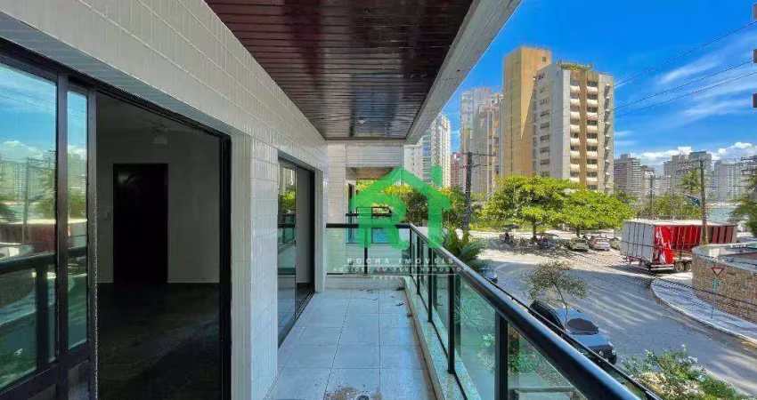 Apartamento à beira mar com 3 dormitórios (1 suíte), 1 vaga, jardim astúrias, guarujá/sp