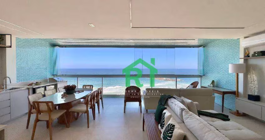 Apartamento frente mar à venda na praia das pitangueiras, 4 suítes, 1 vaga, guarujá sp