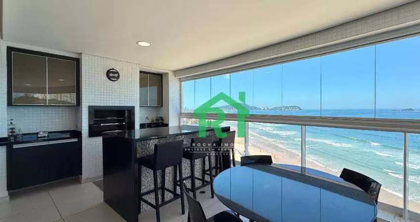 Apartamento à beira mar com 4 dormitórios (2 suítes), 3 Vagas, área de lazer, Enseada, Guarujá/SP