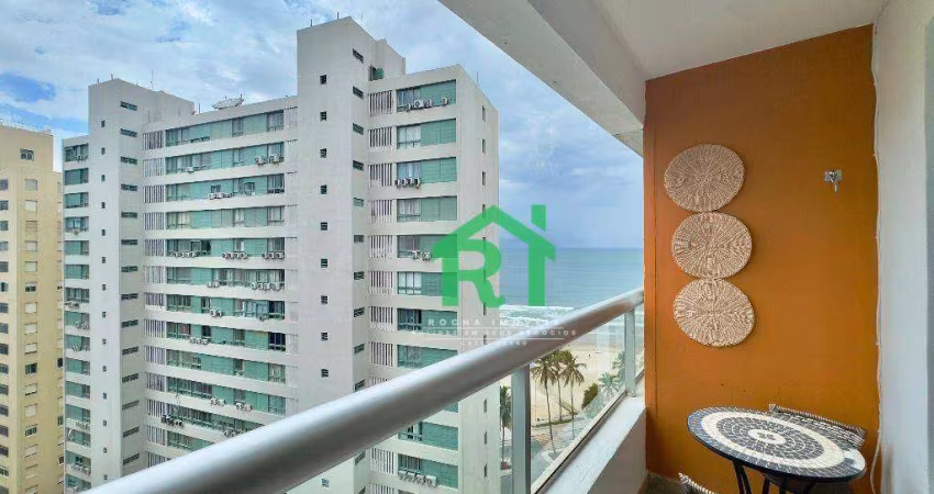 Apartamento à beira mar com 2 dormitórios, 1 vaga à venda na Praia das Pitangueiras, Guarujá