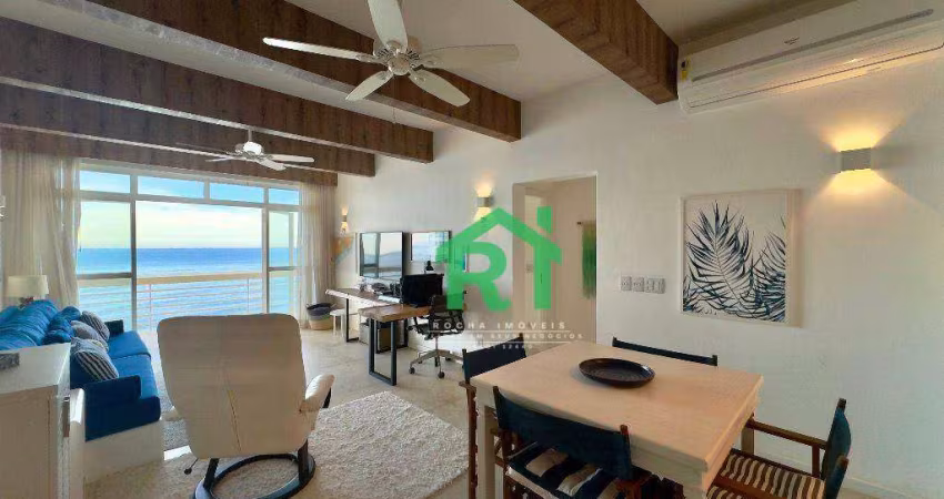 Apartamento à beira mar com 3 dormitórios (1 suíte), 1 vaga, Pitangueiras, Guarujá/SP