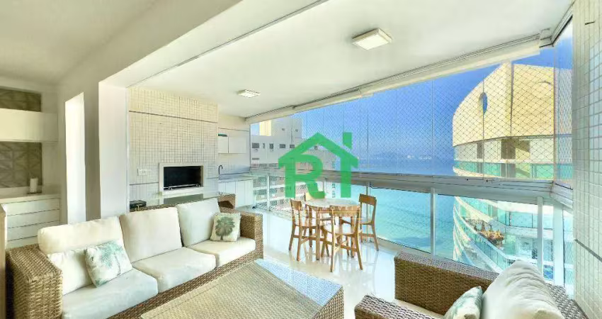 Apartamento frente mar com 3 dormitórios (1 suíte), 2 vagas, lazer, jardim astúrias, guarujá/sp