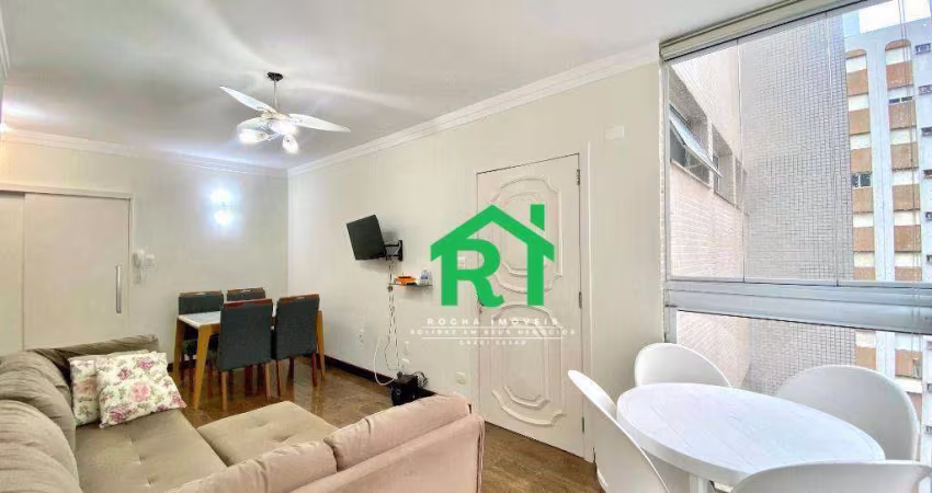 Apartamento Beira Mar com 2 dormitórios, 1 vaga, Praia das Pitangueiras - Guarujá/SP