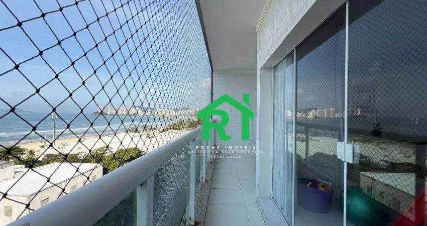 Apartamento frente mar com 3 dormitorios, vaga, Lazer em Pitangueiras, Guaruja/SP