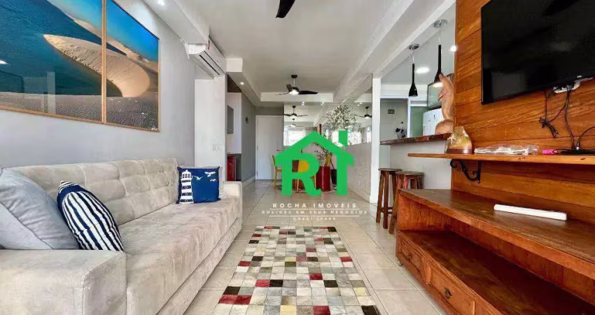 Apartamento frente mar, 2 dormitórios (1 suíte), 2 vagas, lazer, praia das astúrias, guarujá.