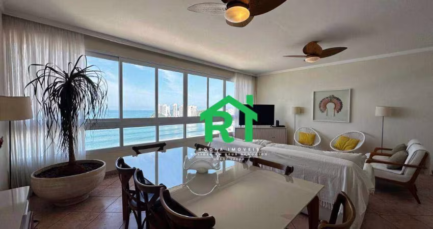 Apartamento frente mar, vista mar, 3 dormitórios, 2 vagas, Pitangueiras, Guarujá/SP.