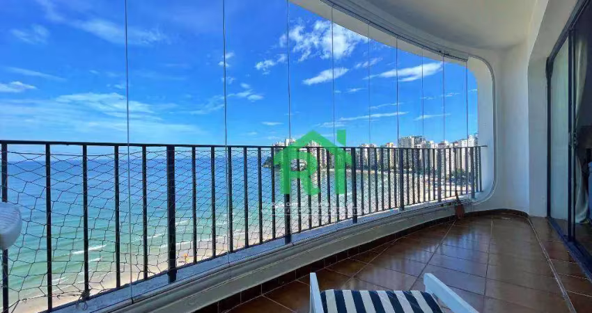 Apartamento frente mar, vista mar, 3 dormitórios (1 suíte), 1 vaga, jardim astúrias, guarujá/sp