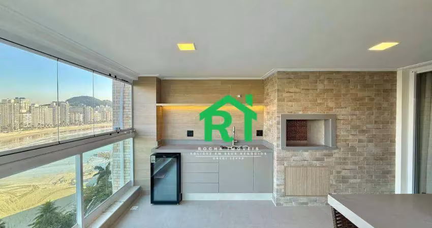 Apartamento frente mar com 3 quartos (3 suítes), 2 vagas e lazer à venda em jardim astúrias, guarujá | rocha imóveis guarujá