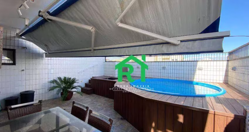 Cobertura duplex com vista para o mar, 3 dormitórios 2 sendo suíte na praia da enseada, guarujá.