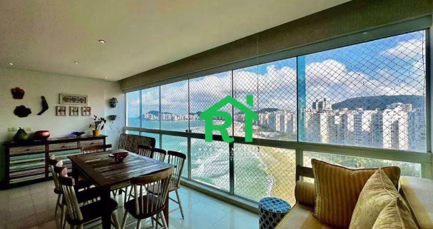 Apartamento frente mar, 3 dormitórios (3 suítes), 2 vagas, pitangueiras, guarujá/sp.