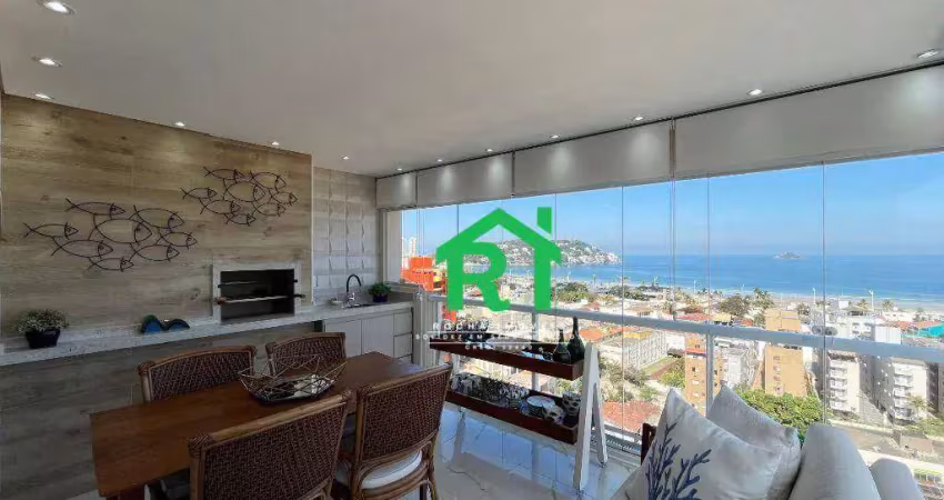Apartamento vista ao mar 2 dormitórios (1 suíte), 2 vagas, lazer, enseada, guarujá/sp