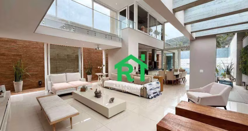 Casa á beira mar, 4 quartos (4 suítes), 2 vagas, lazer, jardim guaiuba, guarujá/sp
