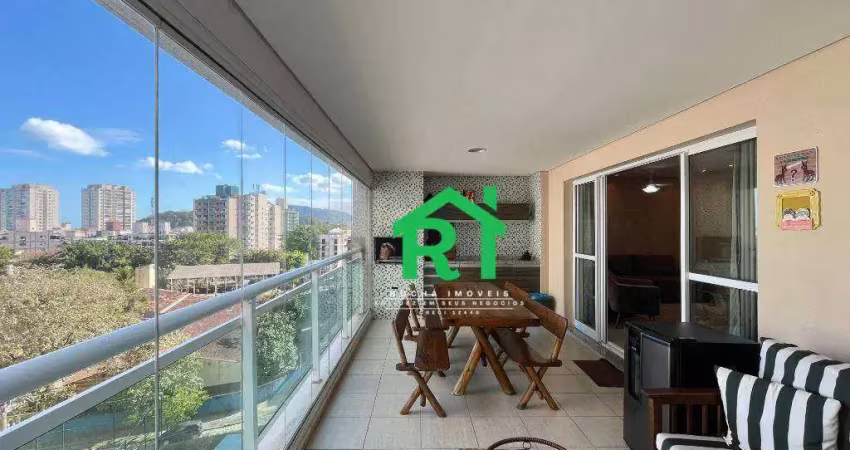 Apartamento á beira mar, 4 quartos (1 suíte), 2 vagas, lazer, jardim astúrias, guarujá/sp