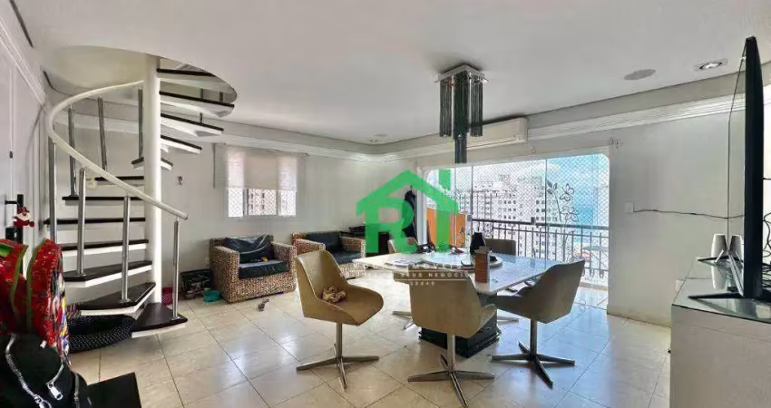 Cobertura duplex, 3 dormitórios (2 suítes), 2 vagas, lazer, pitangueiras, guarujá/sp.