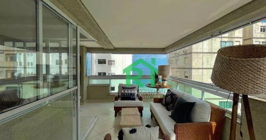 Apartamento com 3 dormitórios para alugar, 154 m² por r$ 10.000,00/mês - jardim astúrias - guarujá/sp
