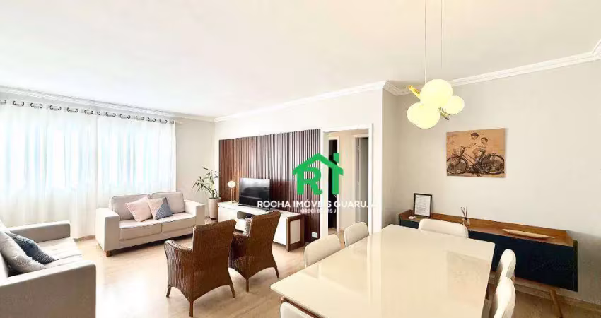 Apartamento próximo ao mar, 2 dormitórios, 2 banheiros, 1 vaga, praia das pitangueiras, guarujá/sp.