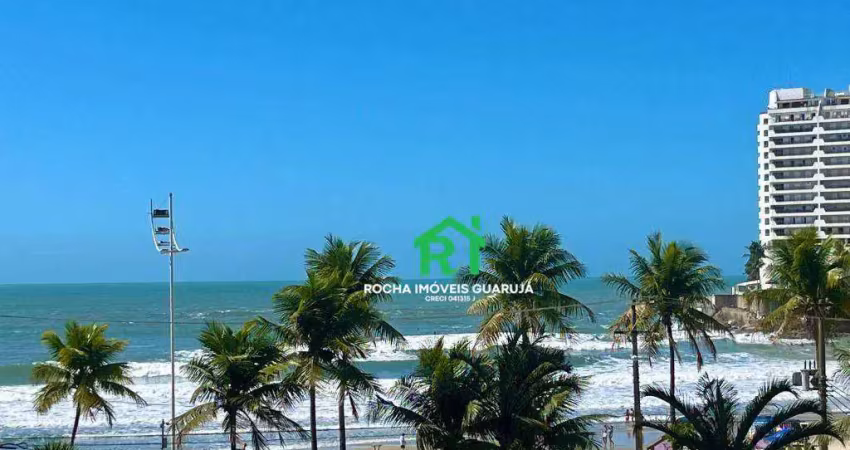 Apartamento beira mar, 1 quarto com vista mar, 1 vaga, praia das astúrias - guarujá/sp
