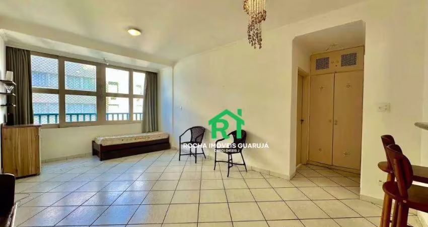 Apartamento beira mar, vista mar, 1 dormitório, pitangueiras, guarujá/sp.
