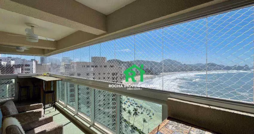Apartamento frente mar com 3 quartos (1 suíte), 2 vagas e lazer à venda em jardim astúrias, guarujá