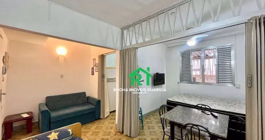 Apartamento beira mar, 1 dormitório, 1 vaga, praia do tombo - guarujá/sp