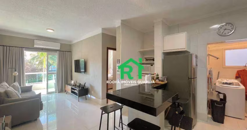 Apartamento à beira mar com 1 quarto, 2 vagas e lazer à venda no tombo, guarujá/sp