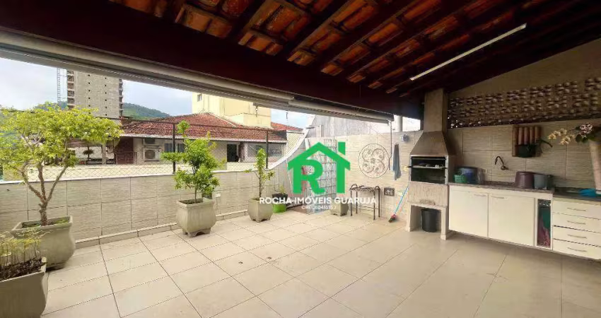 Cobertura com 4 dormitórios (1 suíte), 1 vaga, churrasqueira, praia das astúrias - guarujá/sp