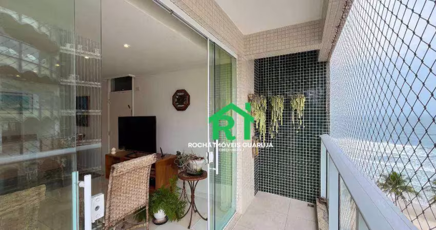 Apartamento à beira mar com 2 quartos (1 suíte), 1 vaga à venda em jardim astúrias, guarujá