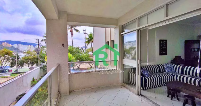 Apartamento frente mar, 3 dormitórios, 2 vagas, área de lazer, jardim astúrias, guarujá/sp