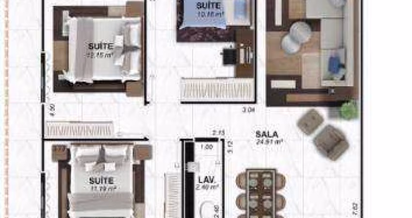 Apartamento com 3 dormitórios à venda, 145 m² por R$ 1.579.000,00 - Caiçara - Praia Grande/SP