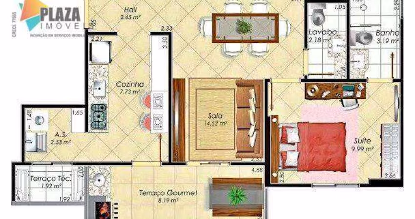 Apartamento à venda, 59 m² por R$ 479.990,00 - Aviação - Praia Grande/SP