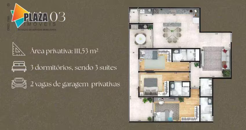 Apartamento com 3 dormitórios à venda, 111 m² por r$ 1.050.000,00 - aviação - praia grande/sp
