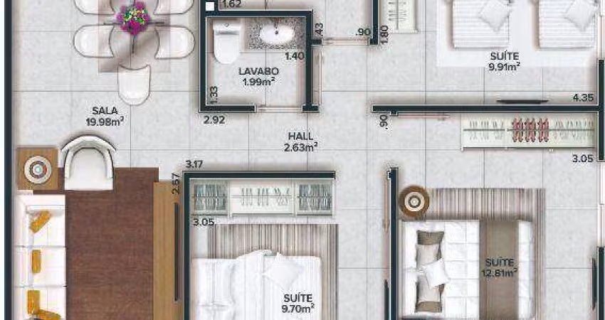Apartamento com 3 dormitórios à venda, 105 m² por R$ 954.000,00 - Canto do Forte - Praia Grande/SP