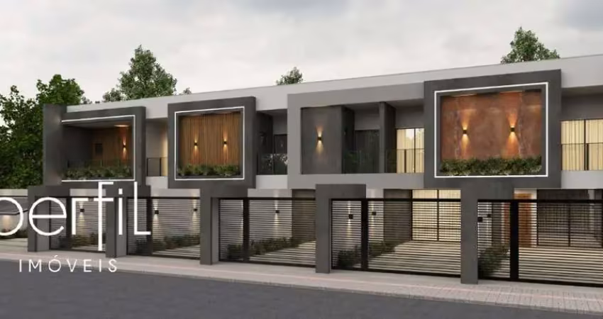 Sobrado geminado em construção a venda com três quartos sendo uma suíte no bairro Bom Retiro - Joinville/ SC