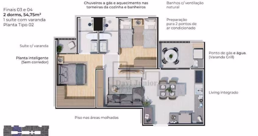 Apartamento à venda, 54 m² por R$ 358.500,00 - Jardim São Carlos - Sorocaba/SP