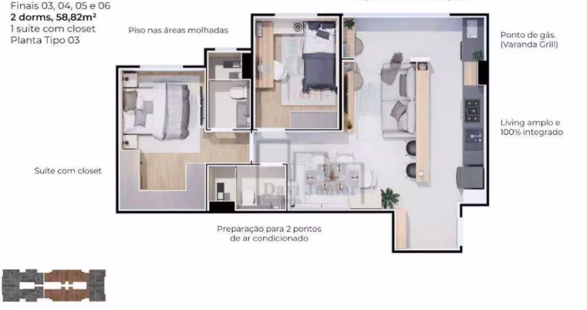 Apartamento à venda, 58 m² por R$ 353.000,00 - Jardim São Carlos - Sorocaba/SP