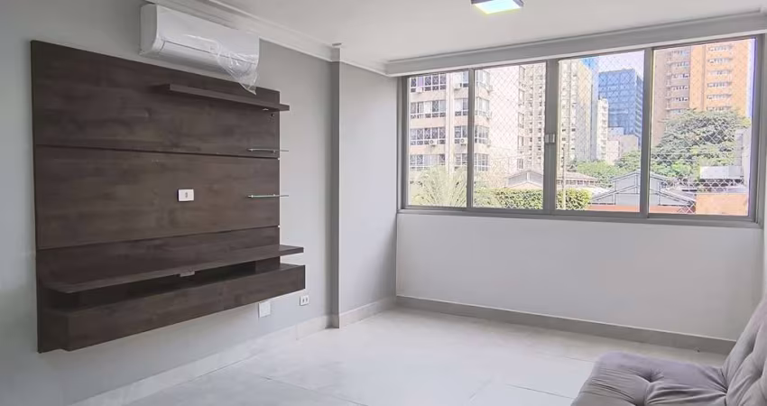 Apartamento reformado para locação com 95m² com ar condicionado 2 dormitórios, 1 vaga  no Itaim Bib