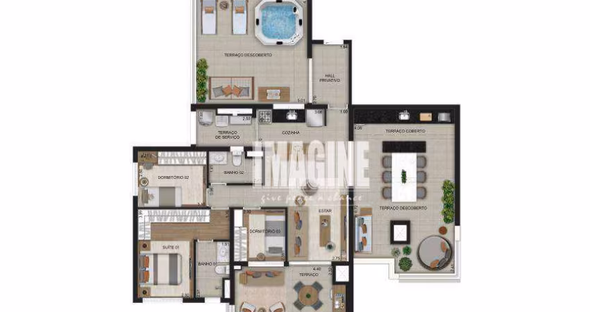 Apartamento cobertura no Belém com 3 Dormitórios sendo 1 Suíte, 2 vagas, 157 m²