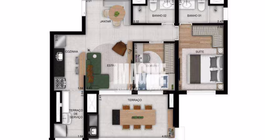 Apartamento na Vila Prudente com 2 Dormitórios sendo 1 Suíte, 1 Vaga,  67 m²